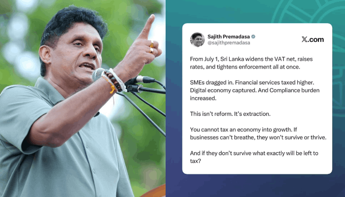 சிறு தொழில்களுக்கு ஆபத்தா? – அரசின் புதிய வரித் திட்டத்திற்கு சஜித் கடும் எதிர்ப்பு