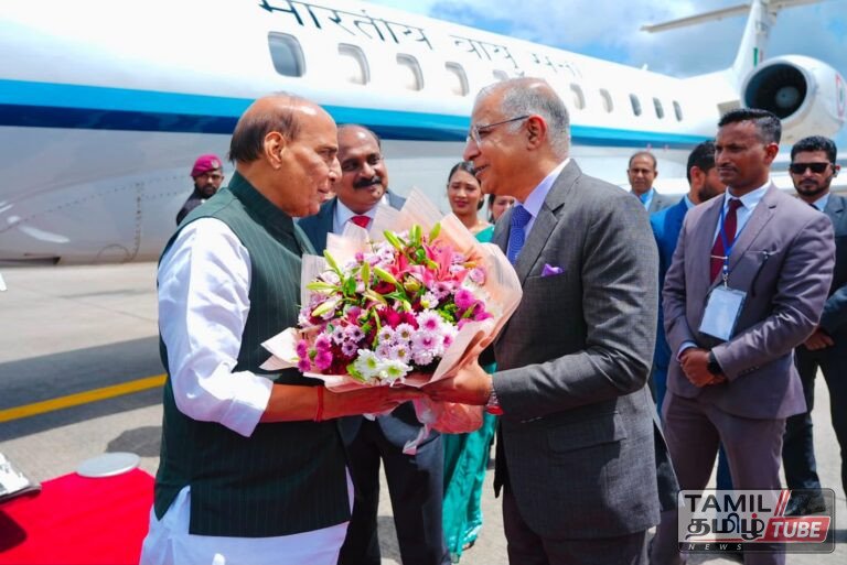 இந்திய பாதுகாப்பு அமைச்சர் ராஜ்நாத் சிங் மூன்று நாள் உத்தியோகபூர்வ விஜயமாக இலங்கை வருகை!
